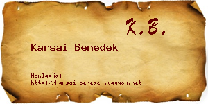 Karsai Benedek névjegykártya